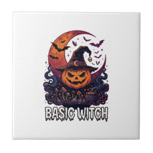 Grundlegender Hexen-Halloween-Kürbis-Halbmond-Kess Fliese