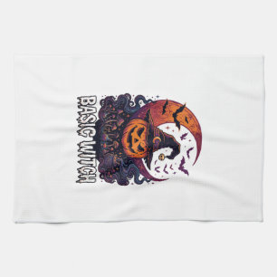 Grundlegender Hexen-Halloween-Kürbis-Halbmond-Kess Geschirrtuch