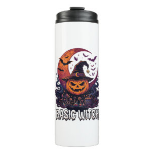 Grundlegender Hexen-Halloween-Kürbis-Halbmond-Kess Thermosbecher