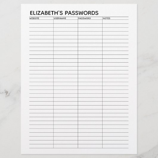 Grundlegender Kennworttracker mit Benutzernamen un Flyer (Hinten)