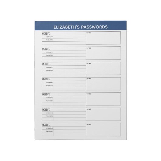 Grundlegender Kennworttracker mit Benutzernamen un Notizblock (Rotiert)