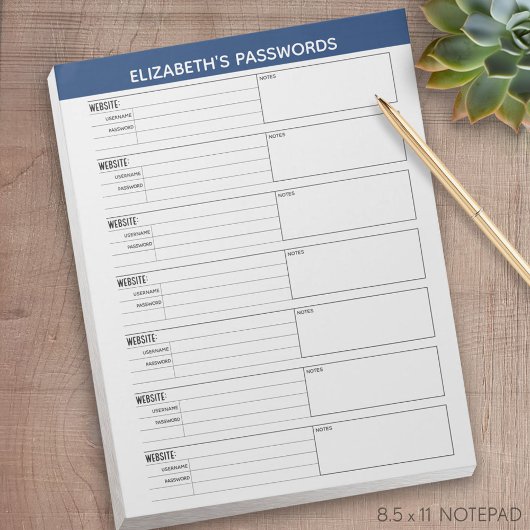 Grundlegender Kennworttracker mit Benutzernamen un Notizblock