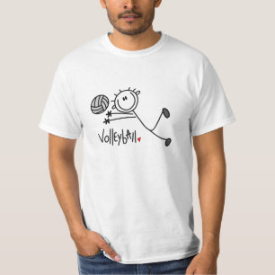 Grundlegender männlicher Strichmännchen-Volleyba T-Shirt
