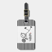 Grundlegender männlicher Strichmännchen-Volleyball Gepäckanhänger (Vorderseite vertikal)