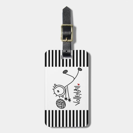 Grundlegender männlicher Strichmännchen-Volleyball Gepäckanhänger (Vorderseite vertikal)