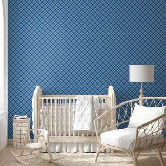 grundlegendes Blau/Babyblau Gingham Karo Tapete