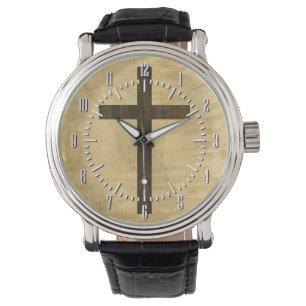 Grundlegendes christliches queres hölzernes armbanduhr