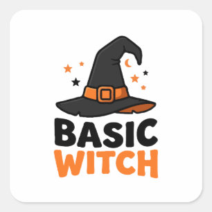 Grundlegendes Hexen-Halloween-Hut-Design Quadratischer Aufkleber