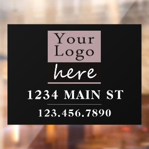 Grundlegendes Logo Adresse Telefonnummer Fensteraufkleber