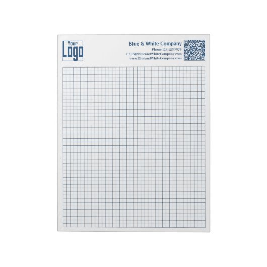 Grundlegendes Logo QR-Code Blaues Gitterdiagramm C Notizblock (Rotiert)