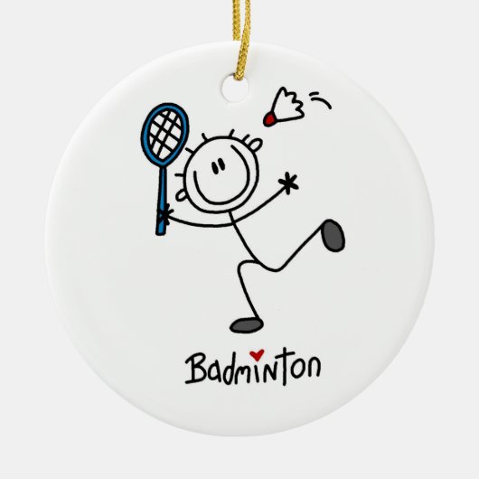 Grundlegendes männliches Strichmännchen-Badminton Keramikornament (Vorne)