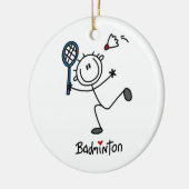 Grundlegendes männliches Strichmännchen-Badminton Keramikornament (Links)