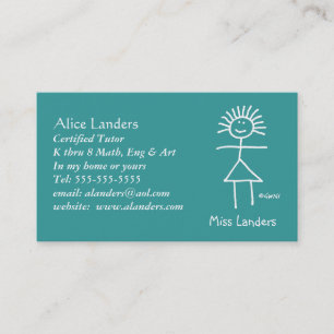 Grundlegendes Tutor-Lehrer-Kreide-Strichmännchen Visitenkarte