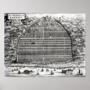 Grundplan des Bezirks, China Poster