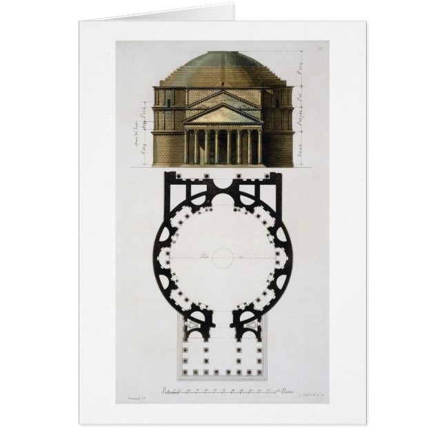 Grundplan und Fassade des Pantheons, Rom, von (Vorne)