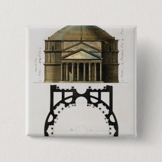 Grundplan und Fassade des Pantheons, Rom, von Button (Vorderseite)