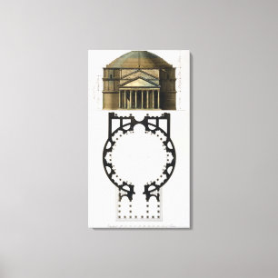 Grundplan und Fassade des Pantheons, Rom, von Leinwanddruck
