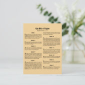 Grundrechtecharta der Staaten Postkarte (Stehend Vorderseite)