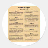 Grundrechtecharta der Staaten Runder Aufkleber (Vorderseite)