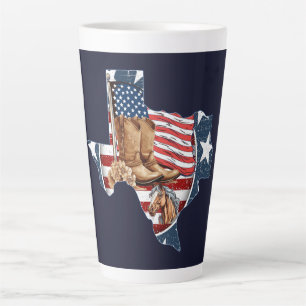 Grundriss des US-Bundesstaates Texas mit Pferd Milchtasse