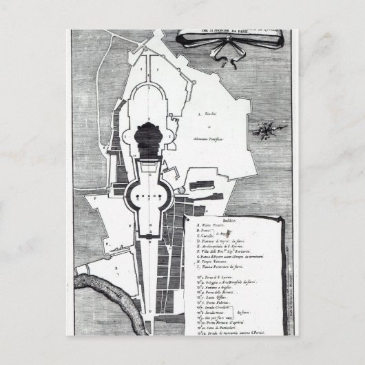 Grundriss des Vatikans, Rom Postkarte (Vorderseite)