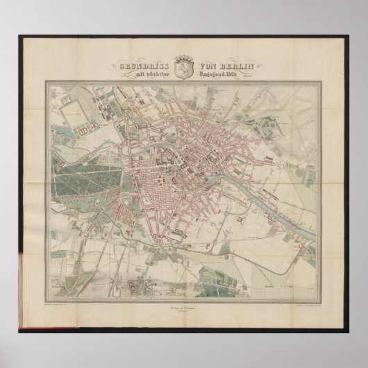 Grundriss Map von Berlin, Historische Stadtkarte Poster (Vorne)