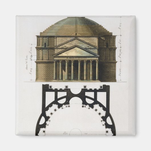 Grundriss und Fassade des Pantheon, Rom, aus Magnet (Vorne)