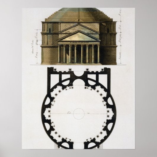 Grundriss und Fassade des Pantheon, Rom, aus Poster (Vorne)