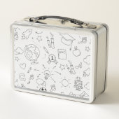 Grundschule Personalisiert Weiß und Schwarz Metall Brotdose (Rückseite)