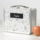 Grundschule Personalisiert Weiß und Schwarz Metall Brotdose (Beispiel)