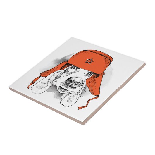 Grundstück| Red Ushanka Hat Fliese (Seite)