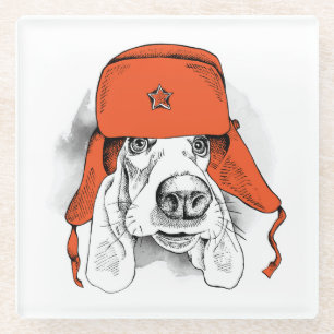 Grundstück  Red Ushanka Hat Glasuntersetzer