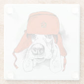 Grundstück| Red Ushanka Hat Glasuntersetzer (Rückseite)