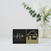 Grundstücksmakler-Goldhaus-/-papier-Schwarzes Visitenkarte (Stehend Vorderseite)