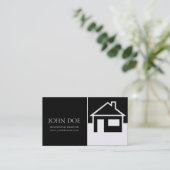 Grundstücksmakler-Haus/schwarzes Platin-Papier Visitenkarte (Stehend Vorderseite)