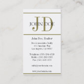 Grundstücksmakler-Zeichen-Gold Stripes W/W Visitenkarte (Rückseite)