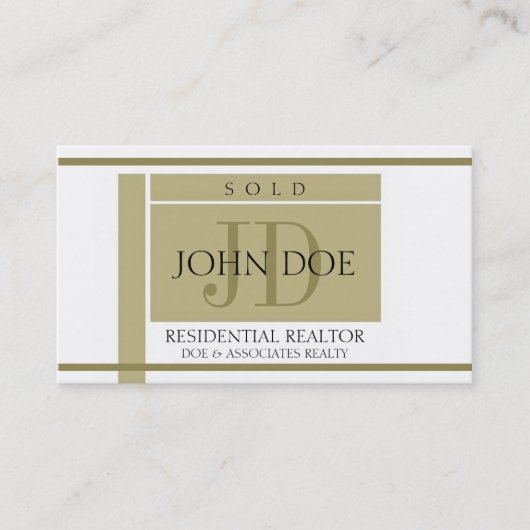 Grundstücksmakler-Zeichen-Gold Stripes W/W Visitenkarte (Vorderseite)
