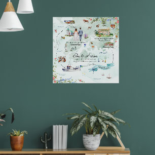Grundsunds Sweden Wedding Map Poster