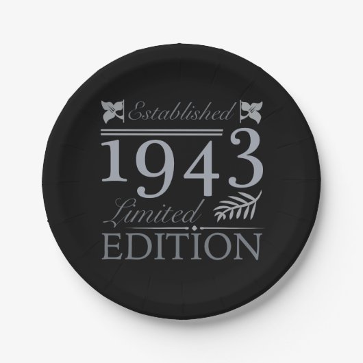 Gründung 1943 80. Geburtstag Pappteller (Vorderseite)