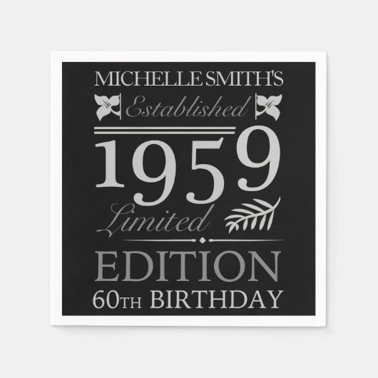 Gründung 1959 60. Geburtstag Serviette (Vorderseite)