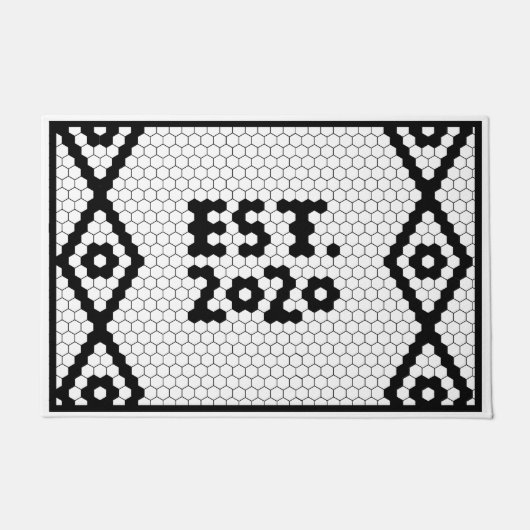 Gründung 2020 Schwarz-Weiß-Hochzeitszelt Fußmatte (Vorderseite)