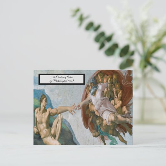 Gründung von Adam durch Michelangelo Postkarte (Stehend Vorderseite)