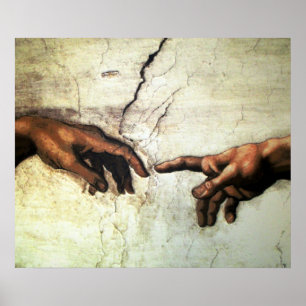 Gründung von Adam - Hands Michelangelo 1475 - 1564 Poster