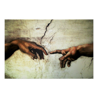 Gründung von Adam - Hands Michelangelo 1475 - 1564 Poster