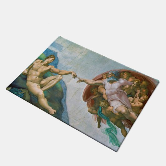 Gründung von Adam - Michelangelo 1475 - 1564 Fußmatte (Schrägansicht)