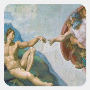 Gründung von Adam - Michelangelo 1475 - 1564 Quadratischer Aufkleber