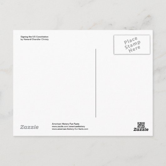 Gründungsväter unterzeichnen die US-Verfassung Postkarte (Rückseite)