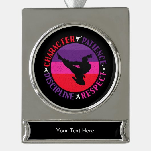 Grundwerte der Kampfkunst - Karate Banner-Ornament Silber (Vorderseite)