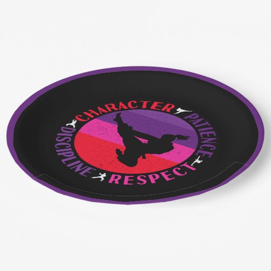 Grundwerte der Kampfkunst - Karate Pappteller (Schrägansicht)