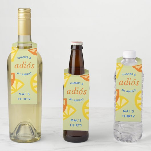 Grüne 30. Geburtstag mexikanische Adios 20er Jahre Flaschenanhänger (Beispiel)